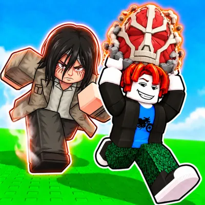 Roblox listing icon for Steal Anime Eggs: a red-haired avatar carrying an egg beside a dark-haired anime character.